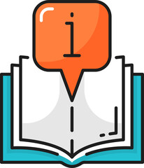 Open book with information sign bubble isolated