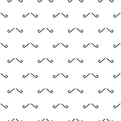 Seamless vector pattern of gentleman mustache, black curly vintage retro gentleman mustaches isolated on white background. Best used for hipster websites, desktop wallpaper, web design