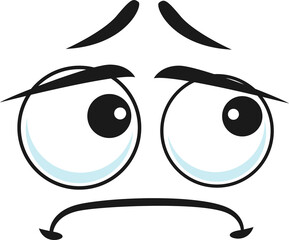 Cartoon sad face, vector unhappy or upset emoji