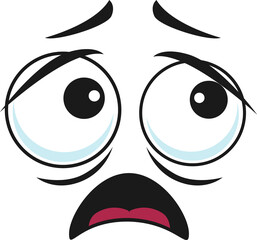 Obraz premium Cartoon face fear, worrying feelings, worry emoji