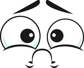 Cartoon resentful face, vector sad emoji, feelings