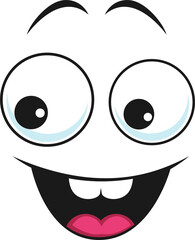 Obraz premium Excited happy face, cartoon vector smile emoji