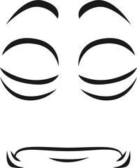 Cartoon mournful or sad face, vector unhappy emoji