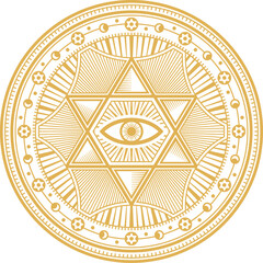 Magic sacred symbol with eye, esoteric ornaments