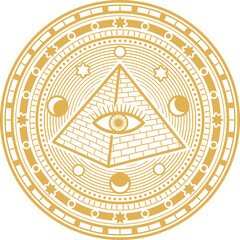 Esoteric amulet, mandala, magic talisman isolated