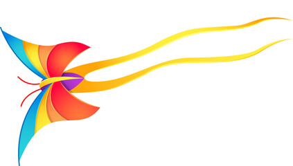 Butterfly kite, cartoon kids toy vector icon.