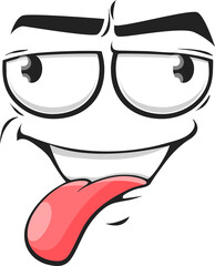 Cartoon face show pink tongue, teasing expression