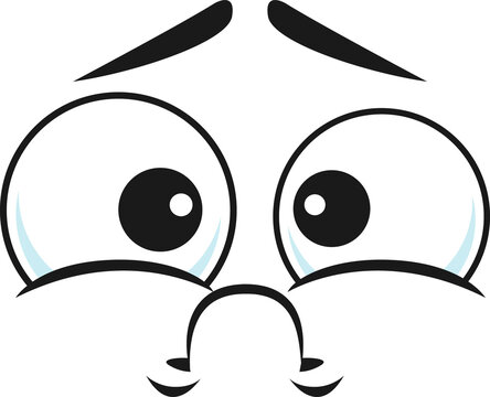 Cartoon resentful face, vector sad emoji, feelings