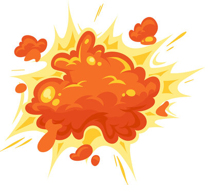 Bomb burst explosion isolated fiery clouds icon