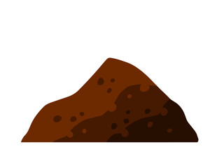 Pile of earth. Brown mound. Land and soil for farming. Flat cartoon