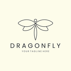 vector dragonfly with linear style logo illustration design icon template