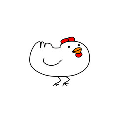 Happy white hen. Vector illustration with simple gradients.