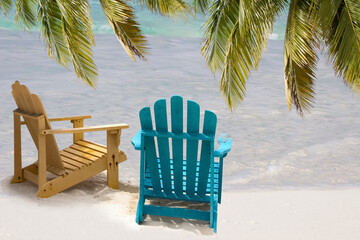 Two beach chairs on caribbean coast