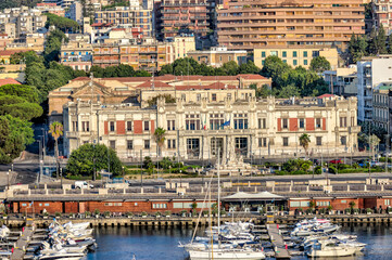 Cityscape of Messina, Sicily Italy seen from the water
