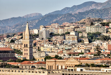 Cityscape of Messina, Sicily Italy seen from the water
