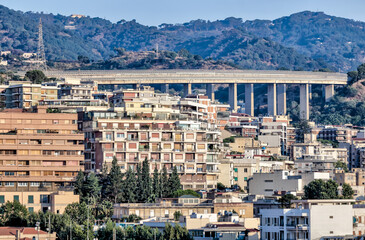 Fototapeta premium Cityscape of Messina, Sicily Italy seen from the water 
