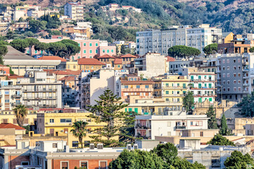 Cityscape of Messina, Sicily Italy seen from the water
