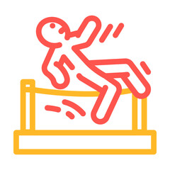 fall fence accident color icon vector. fall fence accident sign. isolated symbol illustration