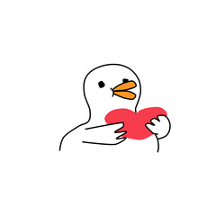 Vector romantic picture of a cute ducks.