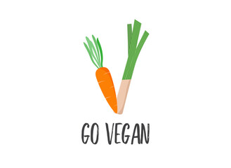 World Vegan Day, Concept Design with carrot and celery. For Social Media promotions, sticker, banner, greeting cards
