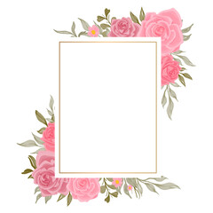 pink rose flower frame watercolor