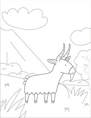 goat coloring page vector backdround illustration