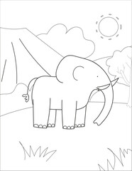 elephant coloring page vector backdround illustration