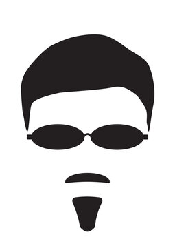 T&ecirc;te d'homme avec lunettes, moustache et barbichette