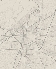 Vector map of Damascus, Syria. Urban city in Syria. road map art poster illustration.