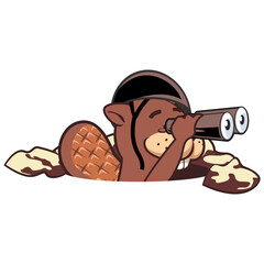 vector mascot cartoon illustration of private beaver are lurking in the trenche © mickyRAWjecky