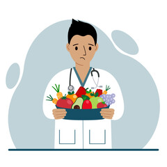 Nutritionist doctor with a bowl of fruits and vegetables. Dietitian