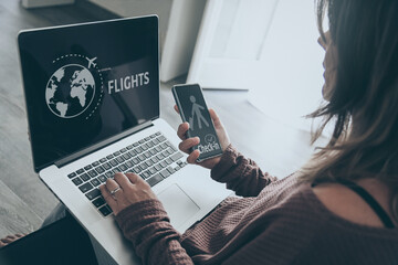 Travel planning trip holiday vacation concept Airplane ticket Online flight search Internet website