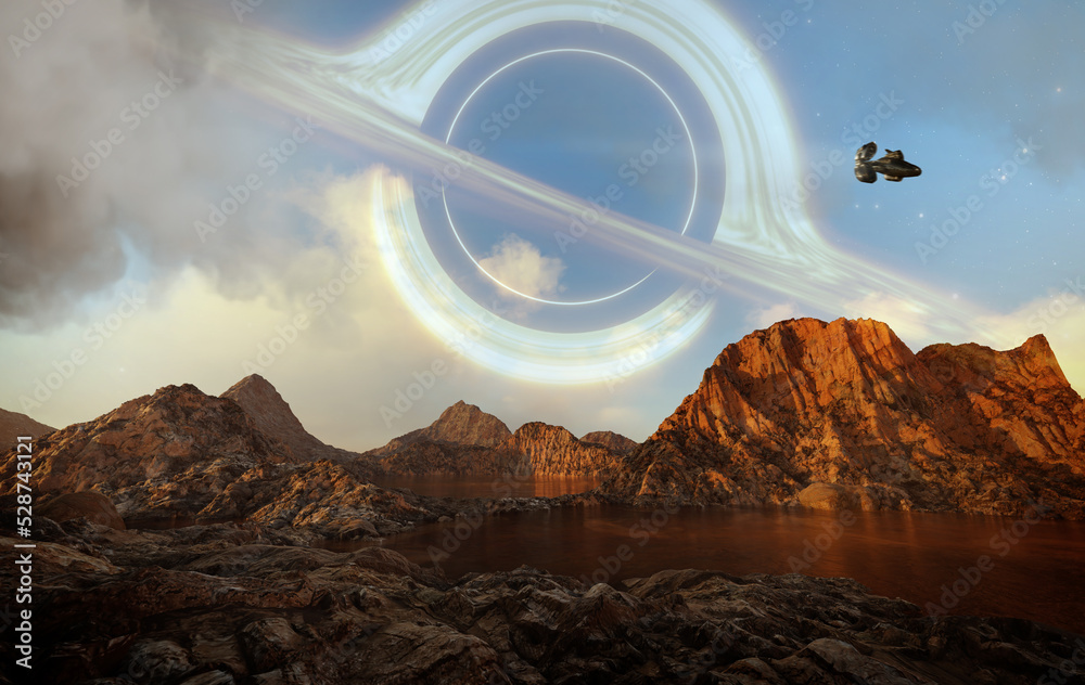 Canvas Prints black hole and stars and cloud fields in outer space.