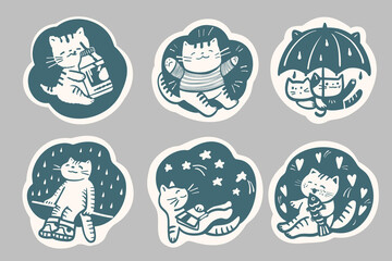 A set of stickers with cats.