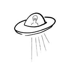 Ufo flying saucer with alien