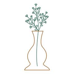 Aesthetic Line Art Flower Twig Vase