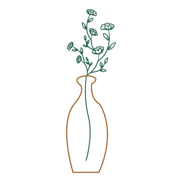 recommend clip art: Aesthetic Line Art Flower Twig Vase