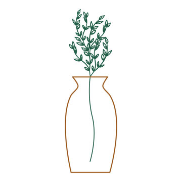 recommend clip art: Aesthetic Line Art Flower Twig Vase