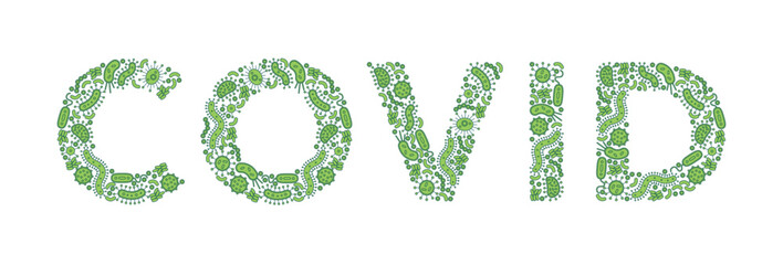 green germs / bacteria spelling the word covid - Vector illustration