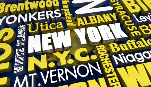 New York Cities Travel Destinations State Tourism Background 3d Illustration