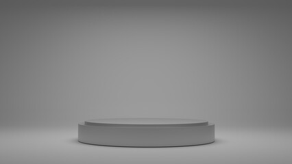 3d rendering of Cylinder podiums on white background