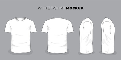 Set of t-shirt mock up in white color for t-shirt product advertising design