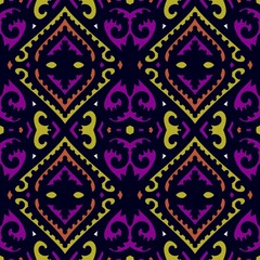 Seamless pattern flower with mandala, vintage decorative elements, vintage decorative elements illustration, Ethnic mandala with colorful tribal ornaments