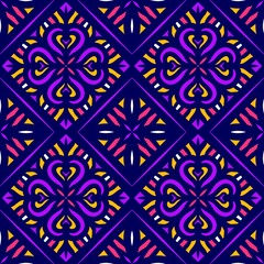 Seamless pattern flower with mandala, vintage decorative elements, vintage decorative elements illustration, Ethnic mandala with colorful tribal ornaments