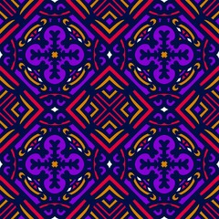 Seamless pattern flower with mandala, vintage decorative elements, vintage decorative elements illustration, Ethnic mandala with colorful tribal ornaments