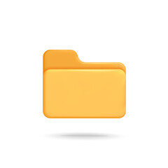 Empty computer yellow file folder 3d vector icon. Digital file computer organization and store idea.