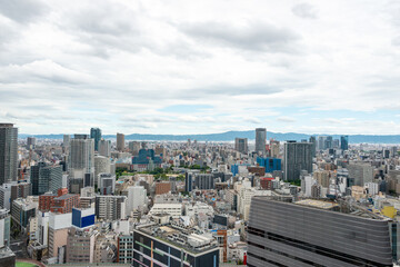 City view of Osaka city in Umeda area