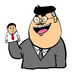 cartoon boss and male office doll