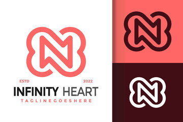 Abstract Letter N Infinity Heart Logo Design, brand identity logos vector, modern logo, Logo Designs Vector Illustration Template