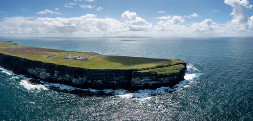 aerial view of the Loop Head Lighthouse in County Clare in western Ireland